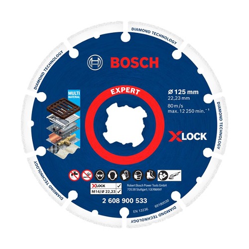 보쉬 다이아몬드메탈휠 (5인치) 524-9729 (125x22.23) (X-Lock) (주철/SUS/비철금속/유리섬유) 2608900533